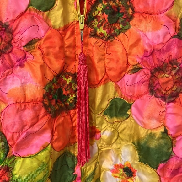 Vintage Embossed Floral 3/4 Zip Front House Coat Lounger Muumuu Dress Size M - Picture 7 of 14